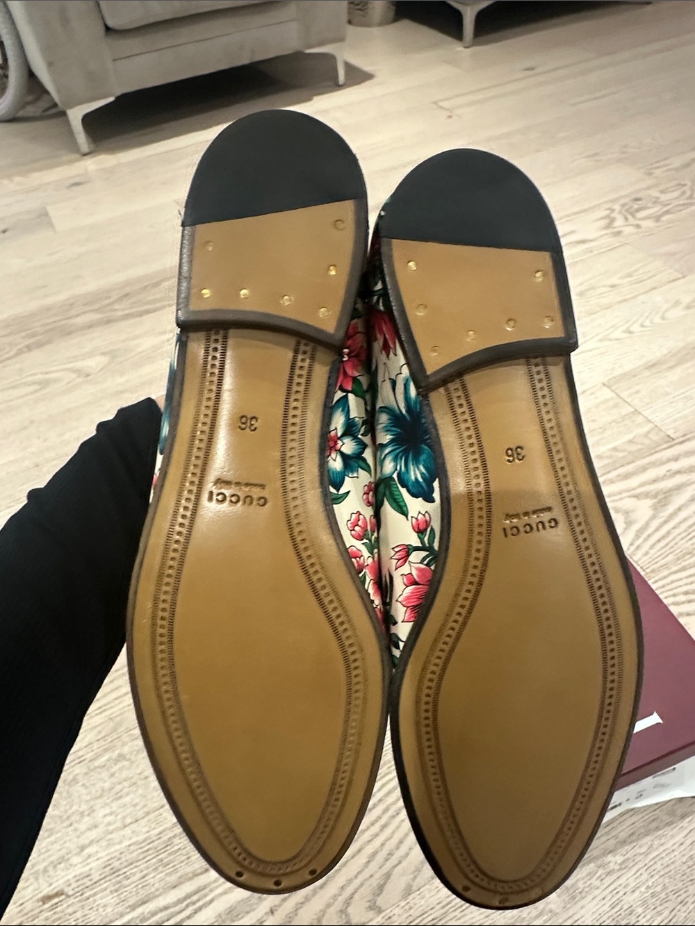Authentic Gucci Floral Horsebit Loafers in Cream, Pink and Green - Picture 2 of 2